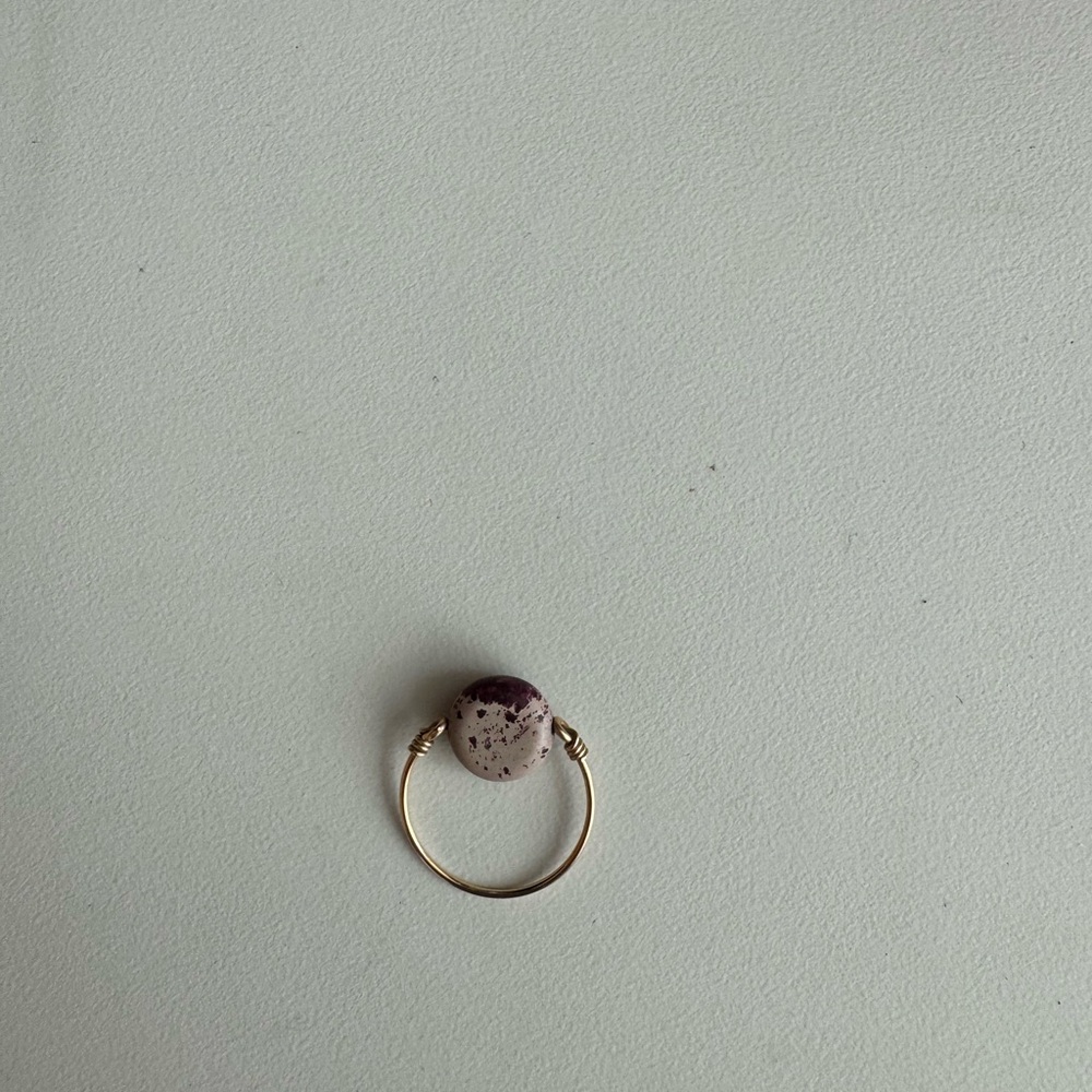 Elegant Gold Ring with Marbled Stone